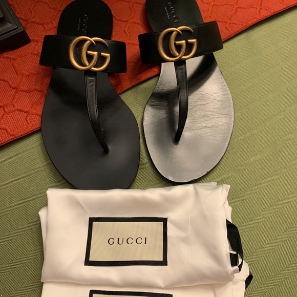 Gucci Marmont Leather Sandals - Picture 3 of 6